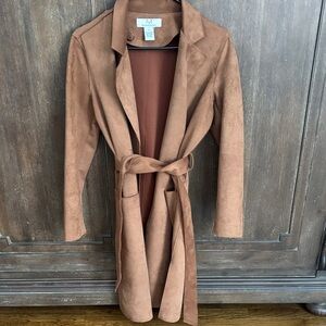Magaschoni Camel Faux Suede Trench Coat